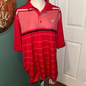 Callaway Men’s Red Polo Golf Shirt with Striped Design feat. swing tech size XXL